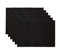 DII Basic Everyday Ribbed Tabletop 100% Cotton, Placemat Set, 13x19, Black, 6 Piece