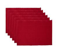 DII Basic Everyday Ribbed Tabletop 100% Cotton, Placemat Set, 13x19, Cardinal Red, 6 Piece