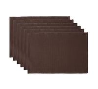 DII Basic Everyday Ribbed Tabletop 100% Cotton, Placemat Set, 13x19, Dark Brown, 6 Piece