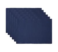 DII Basic Everyday Ribbed Tabletop 100% Cotton, Placemat Set, 13x19, Nautical Blue, 6 Piece