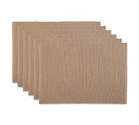 DII Basic Everyday Ribbed Tabletop 100% Cotton, Placemat Set, 13x19, Stone, 6 Piece