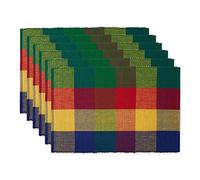DII Basic Everyday Ribbed Tabletop 100% Cotton, Placemat Set, 13x19, Summer Check, 6 Piece