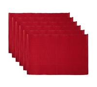DII Basic Everyday Ribbed Tabletop 100% Cotton, Placemat Set, 13x19, Tango Red, 6 Piece
