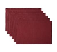 DII Basic Everyday Ribbed Tabletop 100% Cotton, Placemat Set, 13x19, Wine, 6 Piece