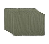 DII Basic Everyday Ribbed Tabletop Collection 100% Cotton, Placemat Set, 13x19, Artichoke, 6 Pieces