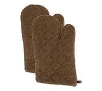 DII Basic Terry Collection 100% Cotton Quilted, Oven Mitt, Brown 2 Piece