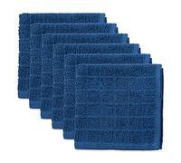 DII Basic Terry Collection Solid Windowpane Dishcloth Set, 12x12, Blue, 6 Piece