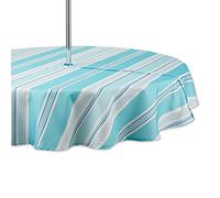 DII Beach Stripe, Polyester, Zipper Tablecloth, 60" Round