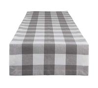 DII Buffalo Check Collection, Classic Farmhouse Table Runner, 14x72, Gray & White