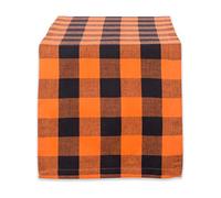 DII Buffalo Check Collection, Classic Farmhouse Table Runner, 14x72, Orange & Black