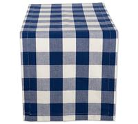 DII Buffalo Check Collection Classic Farmhouse Table Runner, Cotton, Navy and Cream, 14x108