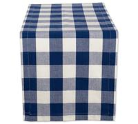 DII Buffalo Check Collection Classic Farmhouse Table Runner, Cotton, Navy and Cream, 14x108