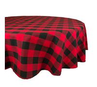DII Buffalo Check Collection Classic Farmhouse Tablecloth Cotton Red/Black Tablecloth, 70" Round