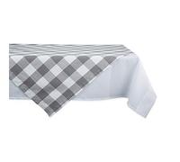 DII Buffalo Check Collection, Classic Farmhouse Tablecloth, Table Topper, 40x40, Gray & White