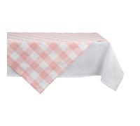 DII Buffalo Check Collection, Classic Farmhouse Tablecloth, Table Topper, 40x40, Pink & White