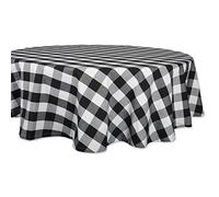 DII Buffalo Check Collection, Classic Farmhouse Tablecloth, Tablecloth, 70" Round, Black & White