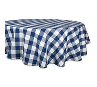 DII Buffalo Check Collection, Classic Farmhouse Tablecloth, Tablecloth, 70" Round, Navy & Cream