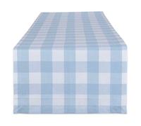 DII Buffalo Check Collection Classic Table Top Table Runner Light Blue And White 14 X 72 Inches 100 Percent Cotton Gingham Pattern