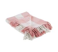 DII Buffalo Check Collection Rustic Farmhouse Throw Blanket with Tassles, 50x60, Pink/White