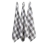 DII Buffalo Check Kitchen Collection, Classic Farmhouse Dishtowel Set, 20x30, Gray White, 3 Piece
