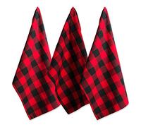 DII Buffalo Check Kitchen Collection, Classic Farmhouse Dishtowel Set, 20x30, Red & Black, 3 Piece