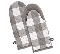DII Buffalo Check Kitchen Collection, Classic Farmhouse Kitchen Set, Oven Mitt, Gray & White, 2 Piece