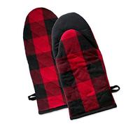 DII Buffalo Check Kitchen Collection, Classic Farmhouse Kitchen Set, Oven Mitt, Red & Black, 2 Piece