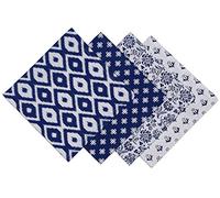 DII Buffet Napkin 100% Cotton Machine Washable Oversized Everyday Dinner Napkin 18" x 18" Indigo Blue