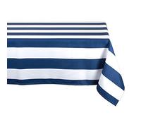 DII Cabana Stripe Outdoor Tabletop Collection, Stain/Wrinkle Resistant & Waterproof, Tablecloth, 60 x 120, Nautical Blue
