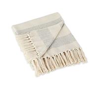 DII Cabana Stripe Woven Throw, Cotton, Gray & Off-White, 50x60