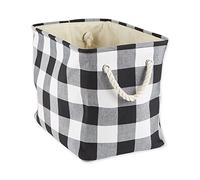 DII CAMZ10457 Polyester Storage Basket or Bin with Durable Cotton Handles, Home Organizer Solution for Office, Bedroom, Closet, Toys, Laundry, Medium, Black & White