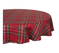 DII CAMZ10911 Metallic Tablecloth, Perfect for Dinner Parties, Christmas, Holidays, Or Everyday Use, 70" Round, Holiday Plaid