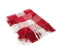 DII CAMZ11256 Rustic Farmhouse Throw Blanket with Decorative Tassles, Use for Chair, Couch, Bed, Picnic, Camping, Beach, Just Staying Cozy at Home, Red & White