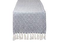 DII CAMZ11268 Braided Farmhouse Diamond Table Runner, 15 x 72 inches, French Blue