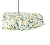 DII CAMZ11291 Spring & Summer Outdoor Tablecloth, Spill Proof and Waterproof with Zipper and Umbrella Hole, Host Backyard Parties, BBQs, & Family Gatherings - (Seats 2 to 4), 60" Round w, Lemon Bliss