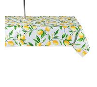 DII CAMZ11292 Spring & Summer Outdoor Tablecloth, Spill Proof and Waterproof with Zipper and Umbrella Hole, Host Backyard Parties, BBQs, & Family Gatherings - (Seats 10 to 12), 60x120 w, Lemon Bliss