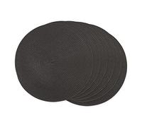 DII CAMZ33315 Classic Round Placemats Woven, Set of 6, 15" Diameter, Black