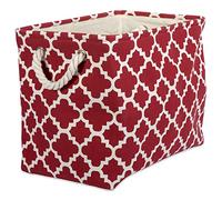 DII CAMZ37887 Printed Polyester, Collapsible and Convenient Storage Bin to Organize Office, Bedroom, Closet, Kid's Toys, Laundry -Small Rectangle, Rust Lattice