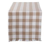 DII Check Tabletop, Cotton, Stone Brown, Table Runner, 14x108