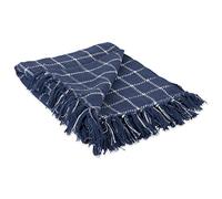 DII Checked Plaid Woven Throw, Cotton, French Blue, 50x60