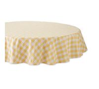 DII Checkered Tabletop Collection 100% Cotton, Machine Washable, Tablecloth, 70" Round, Yellow