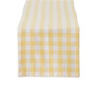DII Checkered Tabletop Collection 100% Cotton, Machine Washable, Yellow, Table Runner, 14 x 108 cm