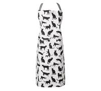 DII Chef Apron, Large Pockets & Adjustable, Cotton, Black Cat Print, 35x28