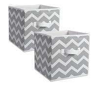 DII Chevron Storage Bin, Large 13x13x13", Gray, 2 pieces