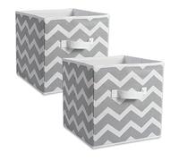 DII Chevron Storage Bin, Small 11x11x11", Gray, 2 pieces