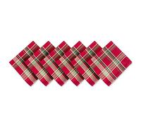 DII Christmas Fabric Square Napkin Set, Cotton, Tango Red Plaid