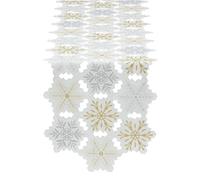 DII Christmas Holiday Embroidered Table Runner, 14X54, Metallic Snowflakes