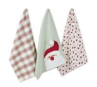 DII Christmas Kitchen Collection Embellished Dishtowel Set, 18x28, Santa, 3 Piece