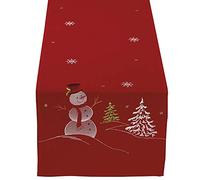DII Christmas Kitchen, Polyester, Red, Snowman Table Runner, 14x70