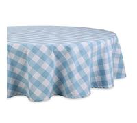 DII Classic Buffalo Check Tabletop Collection for Family Dinners, Special Occasions, Barbeques, Picnics and Everyday Use, 100% Cotton, Machine Washable, Tablecloth, 70" Round, Light Blue & White